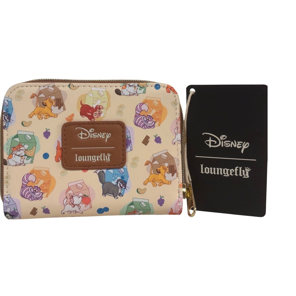 Loungefly Disney Cats Milk AOP Wallet Cream Multicolor NWT